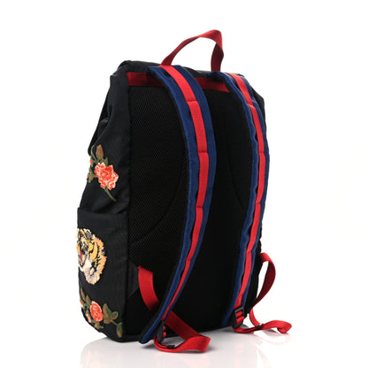 Gucci Techno Canvas Web L'Aveugle Par Amour Embroidered Double Buckle Backpack Black 3 of 11
