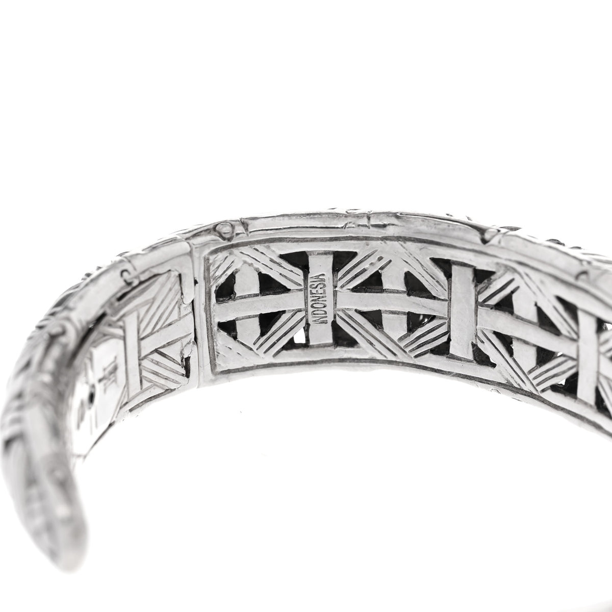 John Hardy Sterling Silver Bamboo Basketweave Hinged Cuff Bracelet 4 of 4