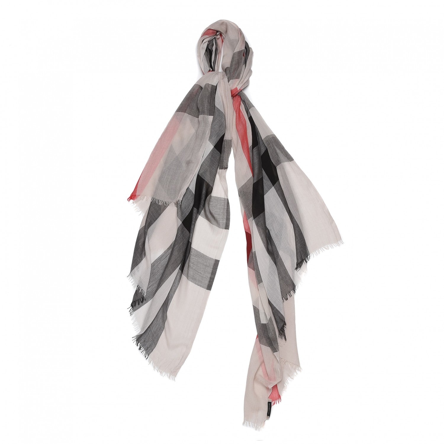 Burberry Linen Giant Check Check Lightweight Scarf Stone 1 of 6