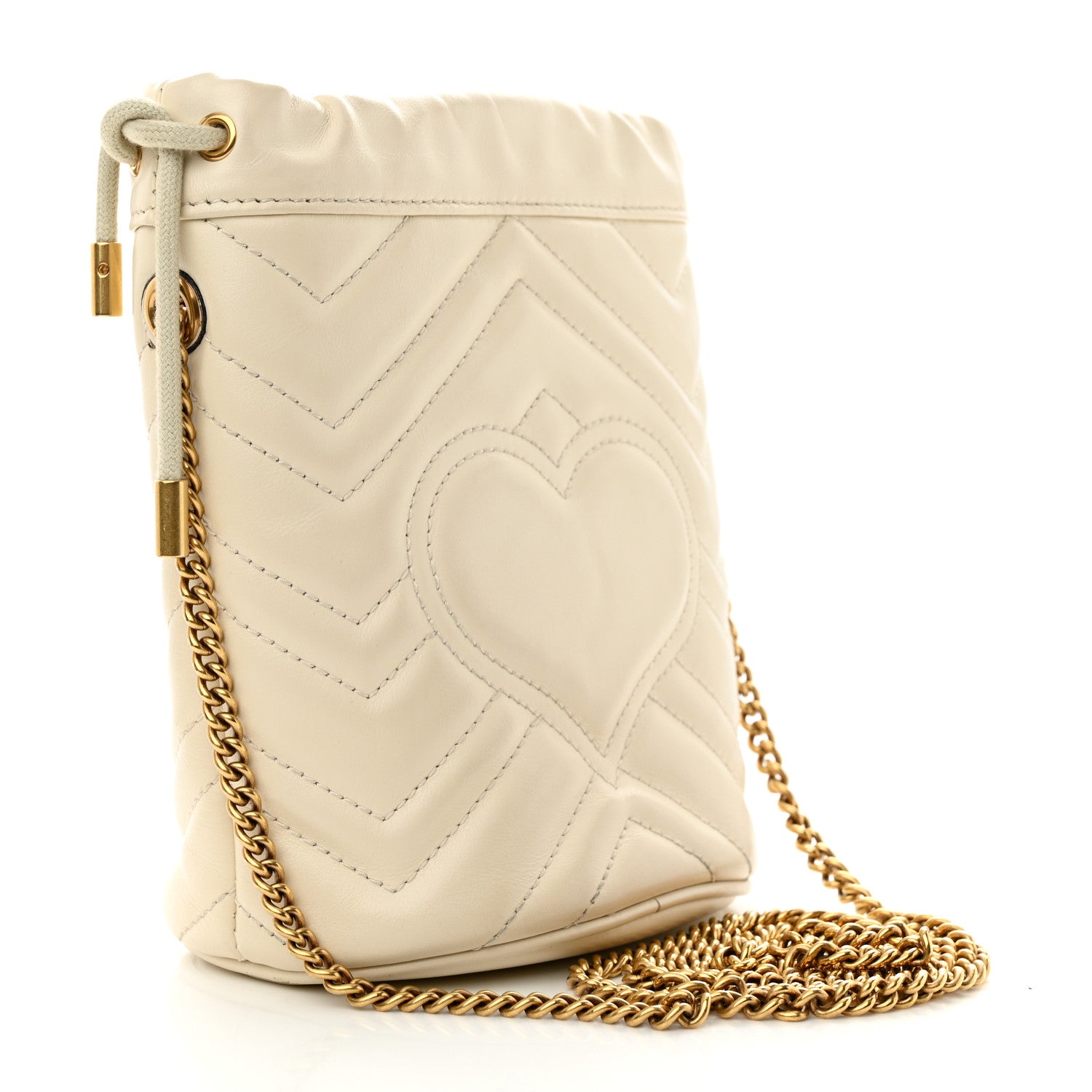 Gucci Calfskin Matelasse Mini GG Marmont 2.0 Bucket Bag White 3 of 14
