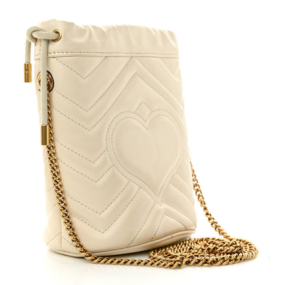 Gucci Calfskin Matelasse Mini GG Marmont 2.0 Bucket Bag White 3 of 14