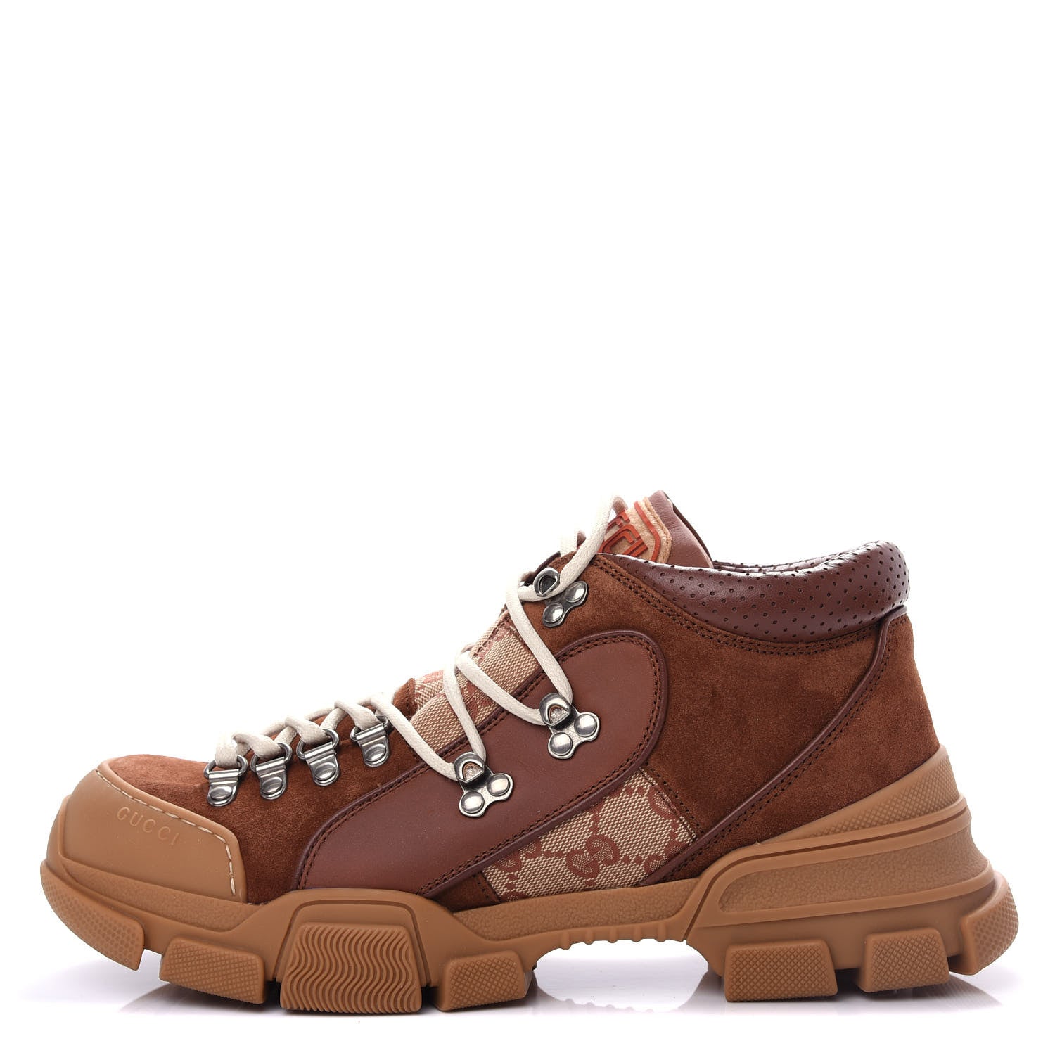 Gucci X SEGA Suede Calfskin GG Monogram Mens Flashtrek Sneakers 7.5 New Cuir Beige Ruggine 1 of 11