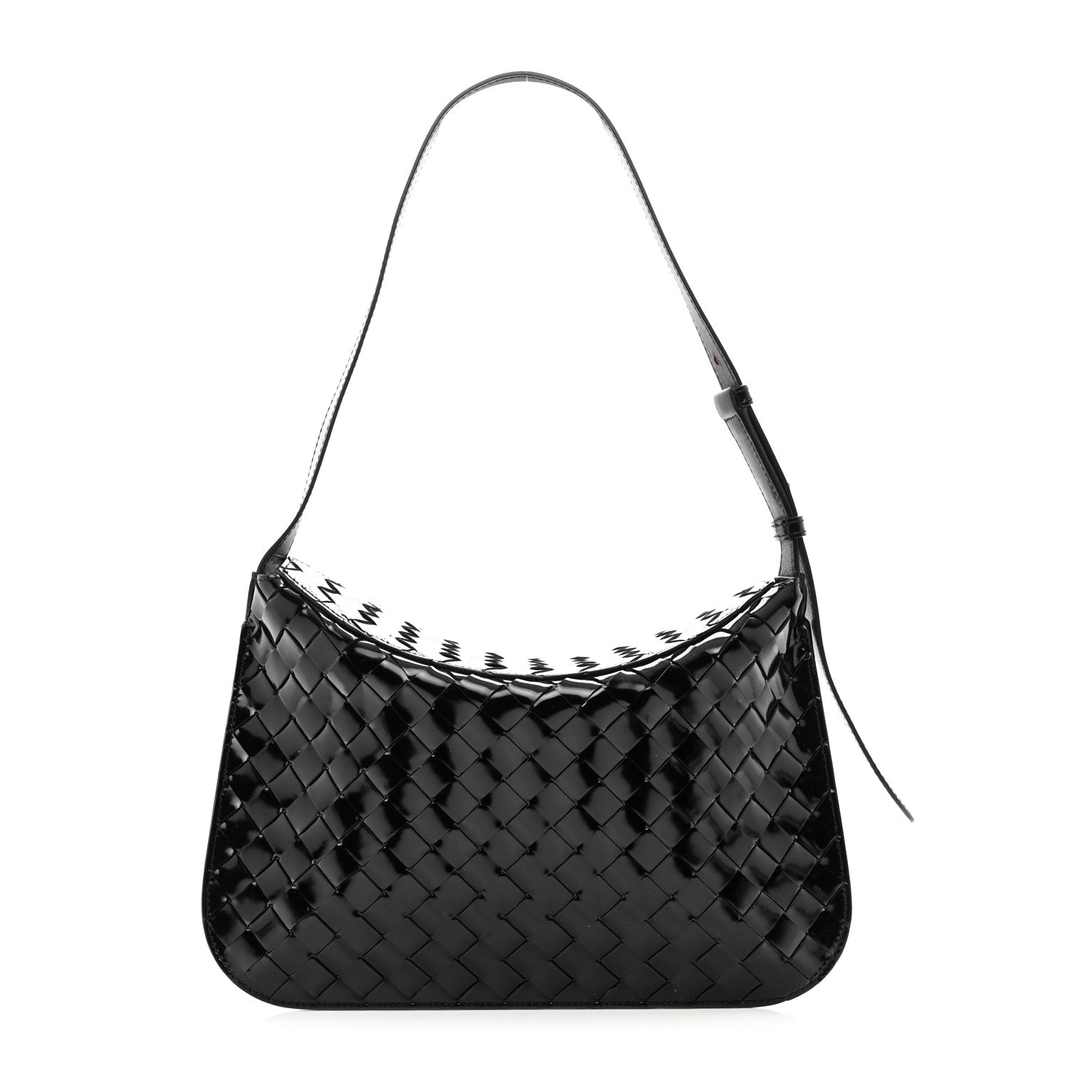 Bottega Veneta Patent Intrecciato Shoulder Bag Black 1 of 9
