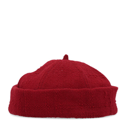 Chanel Wool Tweed CC Beret Beanie Hat L Burgundy 5 of 9