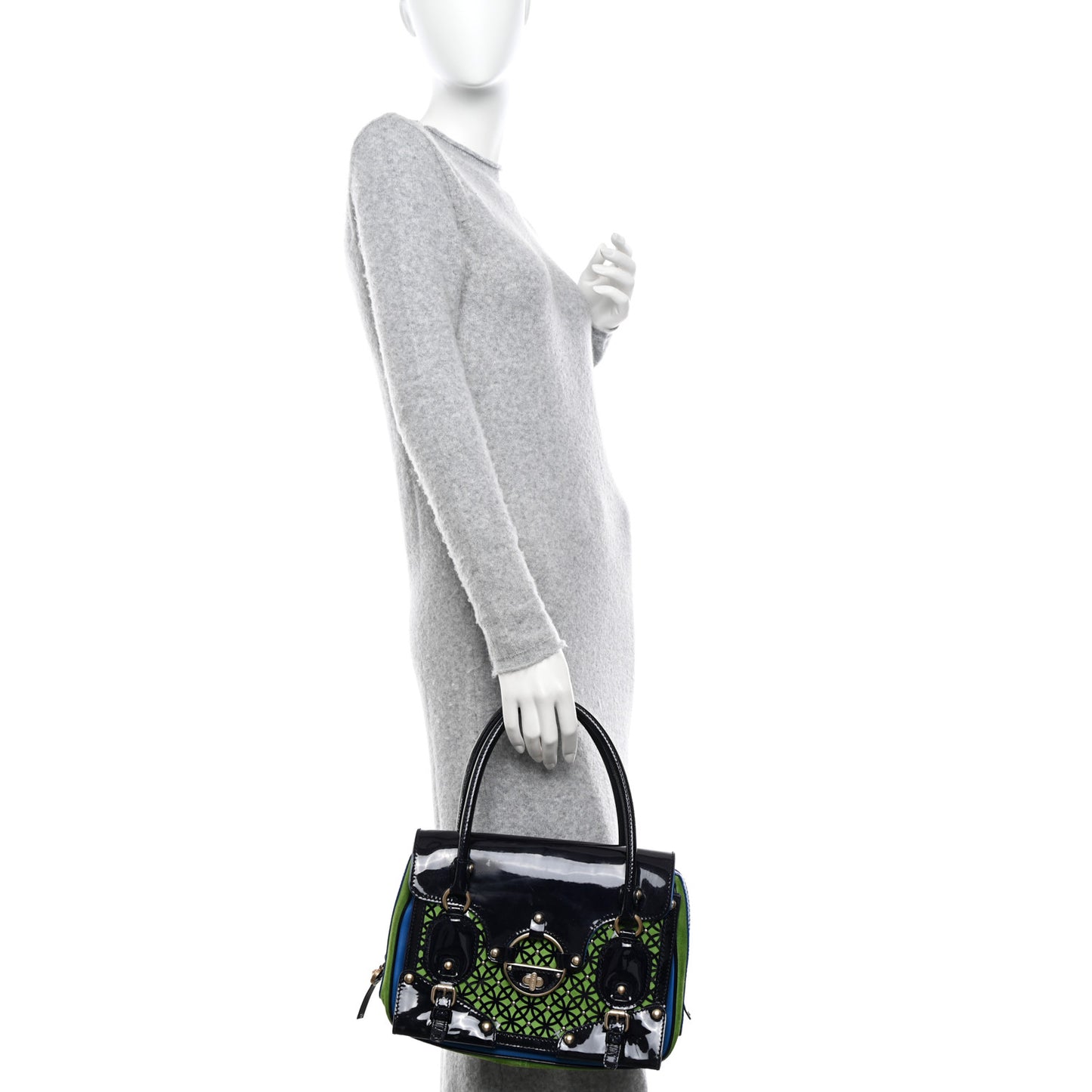 Patent Suede Carla Handle Bag