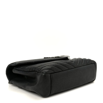 Saint Laurent Sheepskin Matelasse Chevron Monogram Monochrome Medium College Bag Black 3 of 11