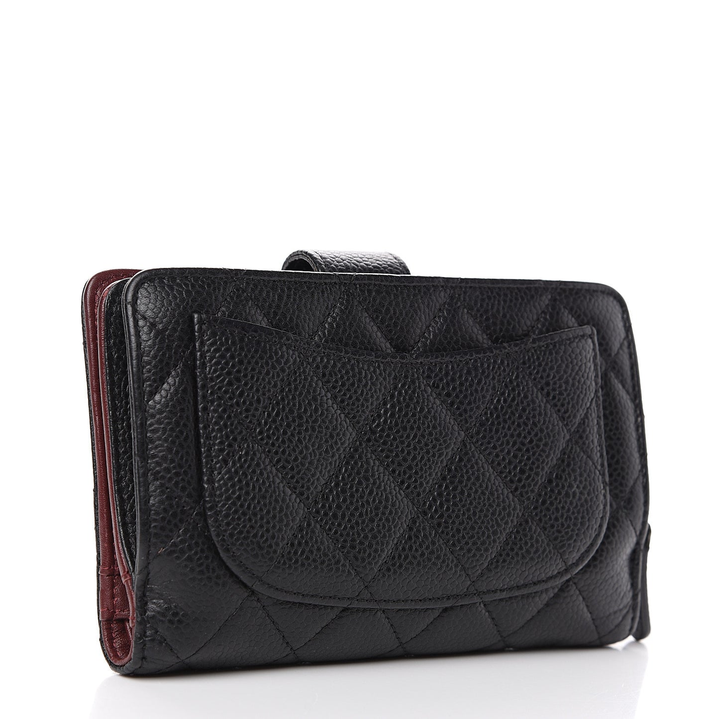 Caviar Quilted Zipped Pocket Wallet Black