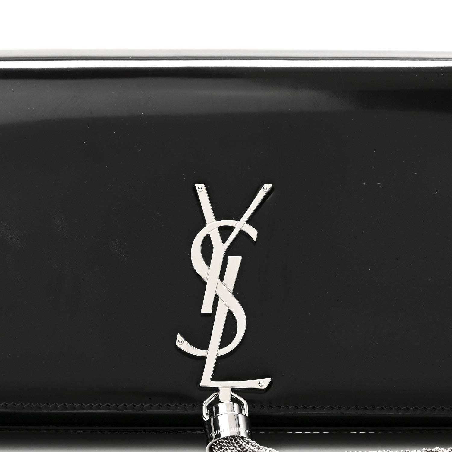 Saint Laurent Patent Classic Monogram Tassel Clutch Black 7 of 7