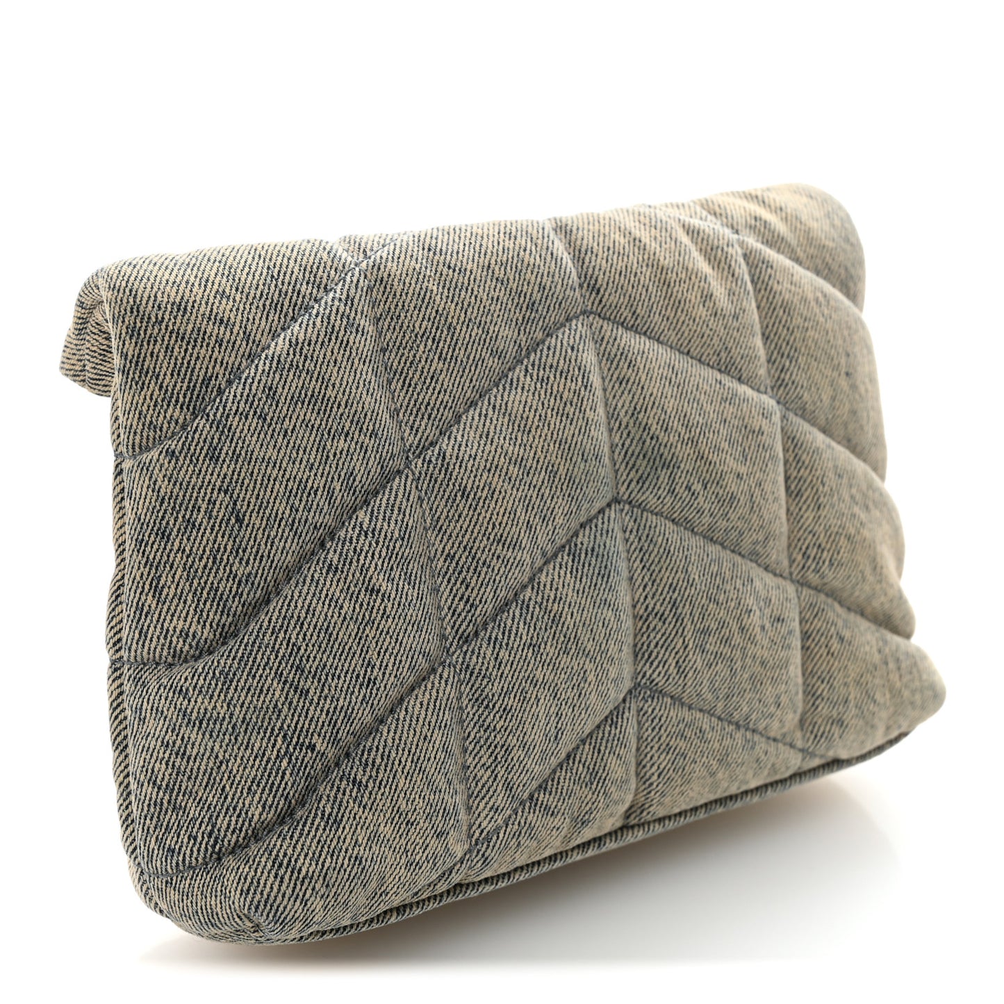 Denim Quilted Monogram Loulou Puffer Pouch Clutch Blue Gray Light Azur