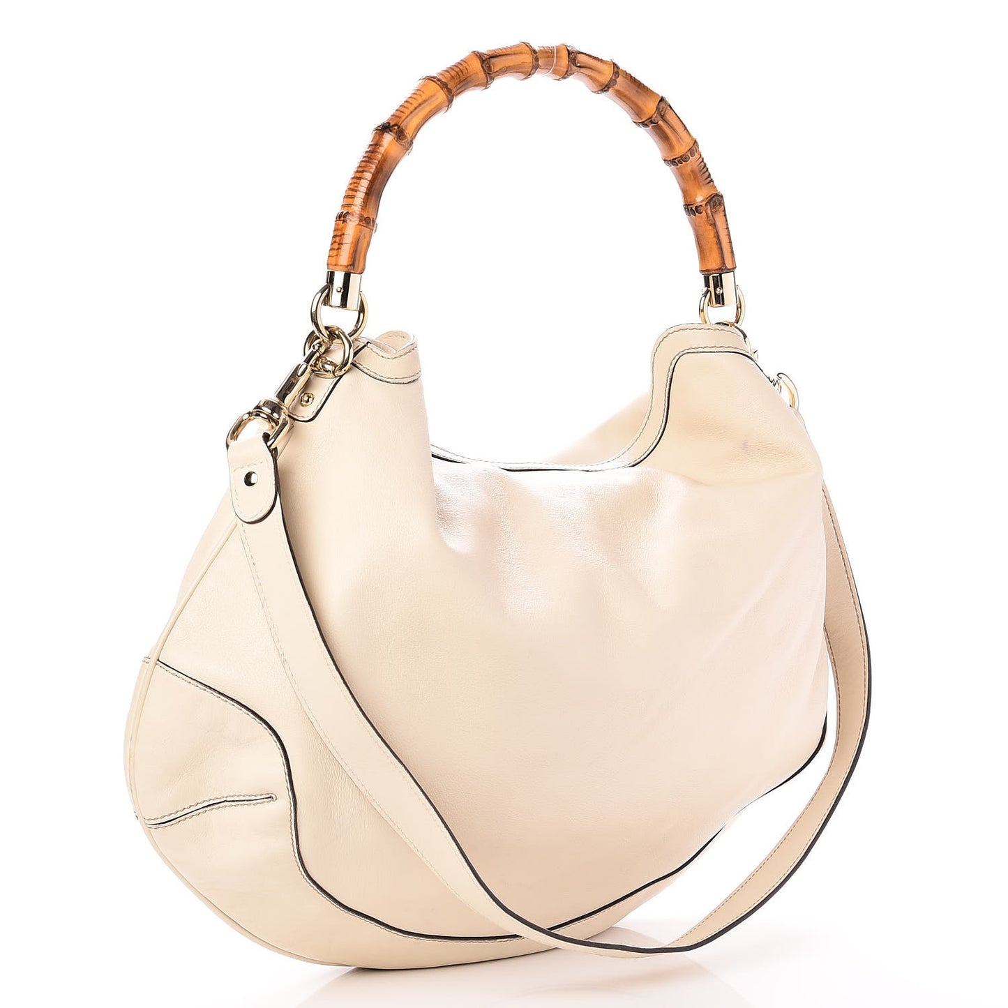 Calfskin Peggy Bamboo Top Handle Hobo Ivory