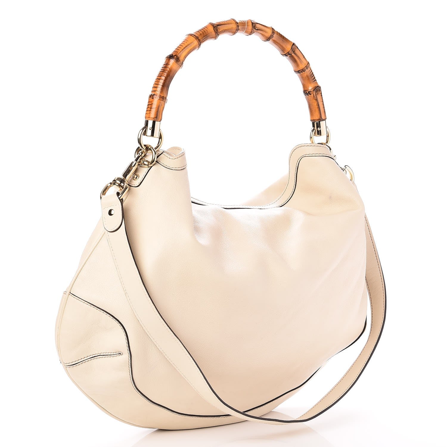 Gucci Calfskin Peggy Bamboo Top Handle Hobo Ivory 4 of 8
