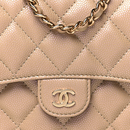 Chanel Iridescent Caviar Quilted Flap Phone Holder With Chain Beige 9 of 12