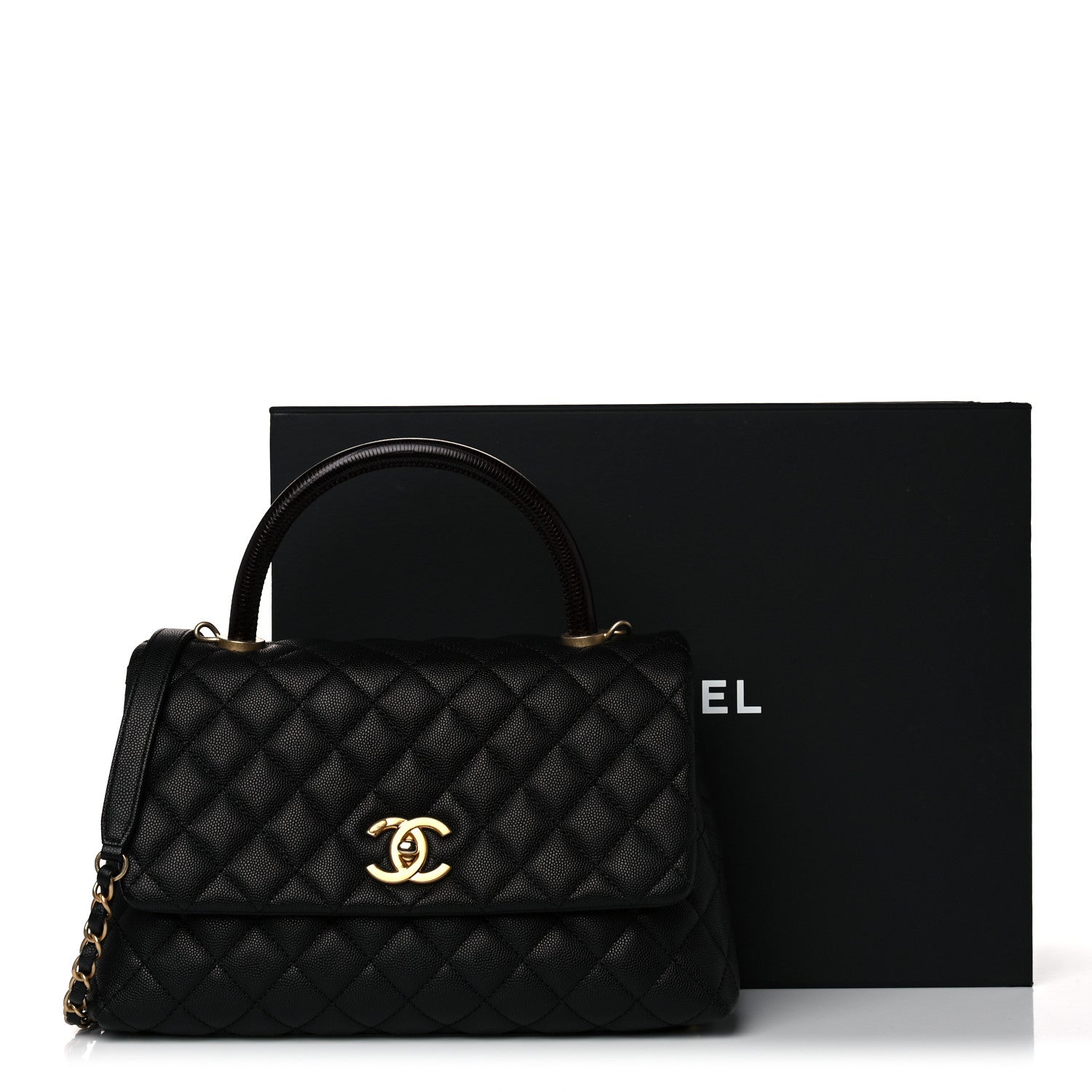 Chanel Caviar Lizard Quilted Small Coco Handle Flap Black 10 of 10