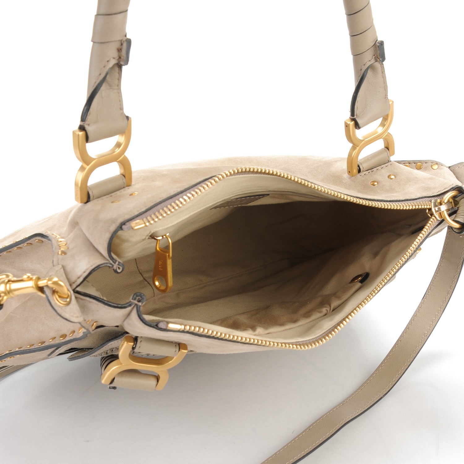 Chloe Suede Calfskin Braided Medium Marcie Satchel Motty Grey 5 of 8