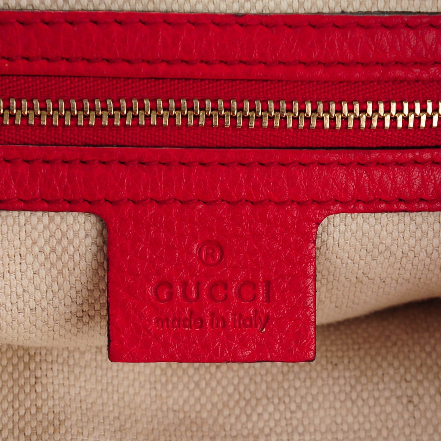 Pebbled Calfskin Large Soho Shoulder Bag Red