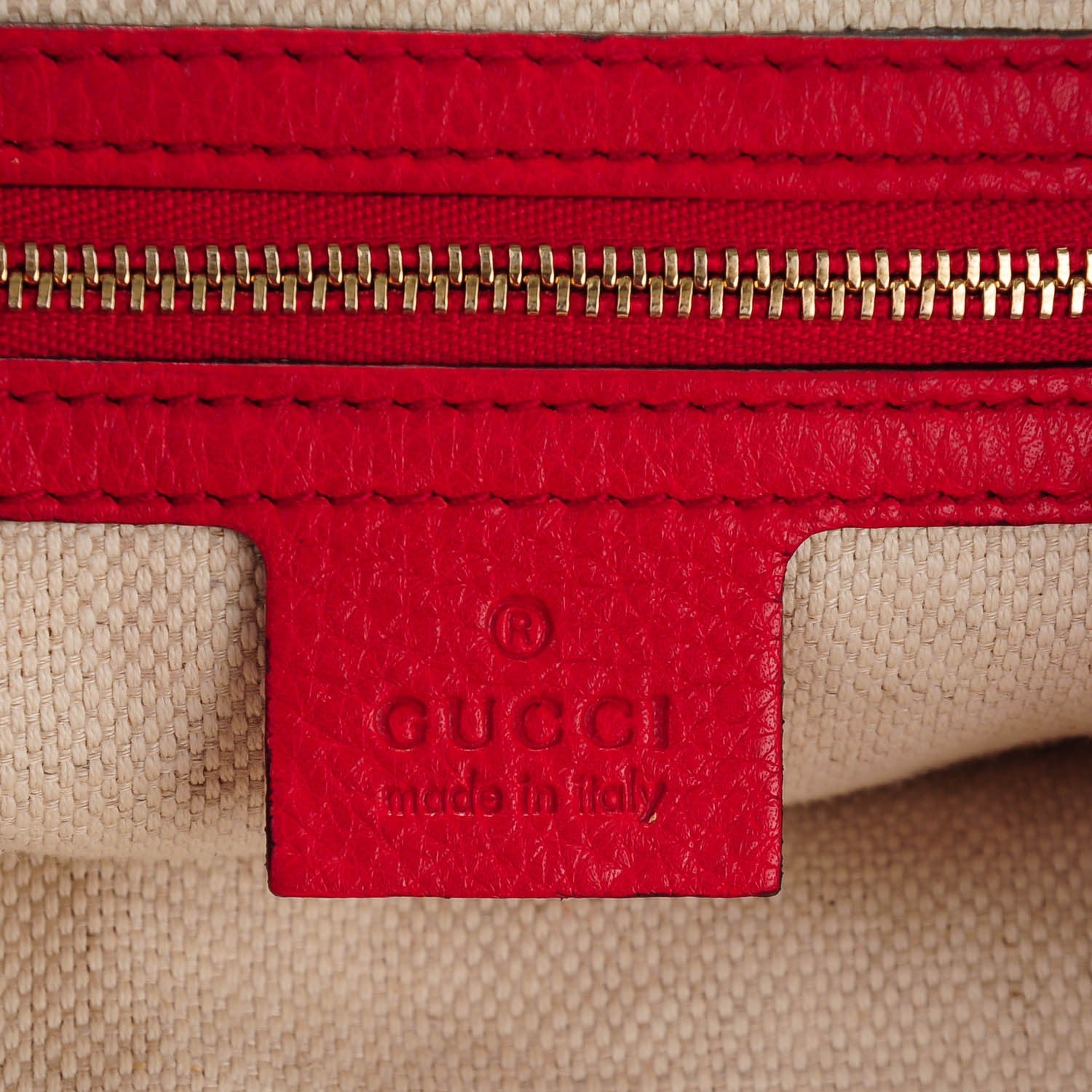 Gucci Pebbled Calfskin Large Soho Shoulder Bag Red 6 of 7