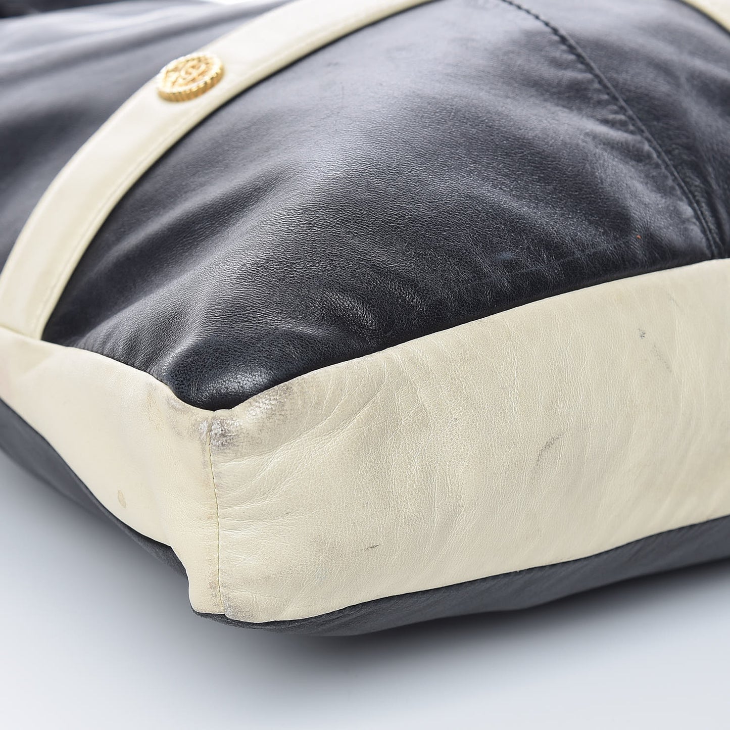 Lambskin Large Girl Bag Black Beige