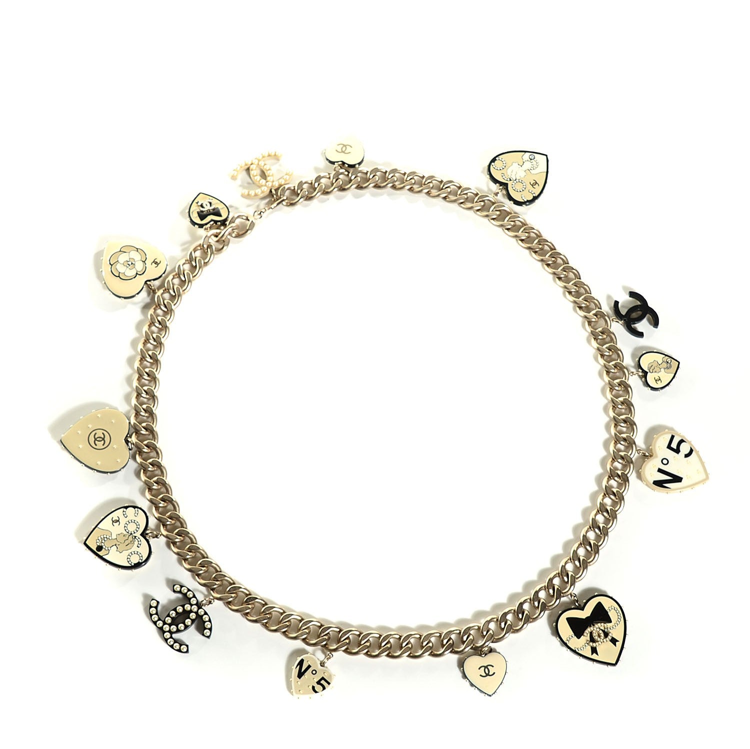 Chanel Resin Pearl Coco CC Heart Chain Belt Light Gold 1 of 4