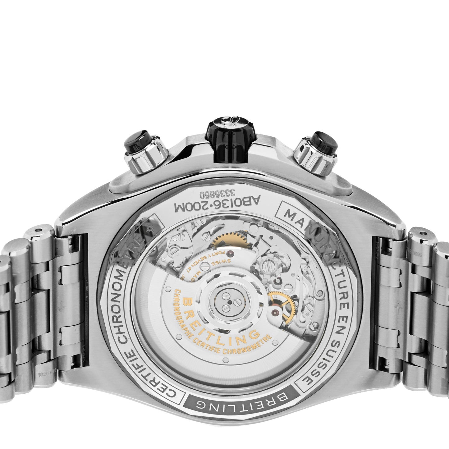 Stainless Steel 44mm Super Chronomat Automatic Watch Black AB0136