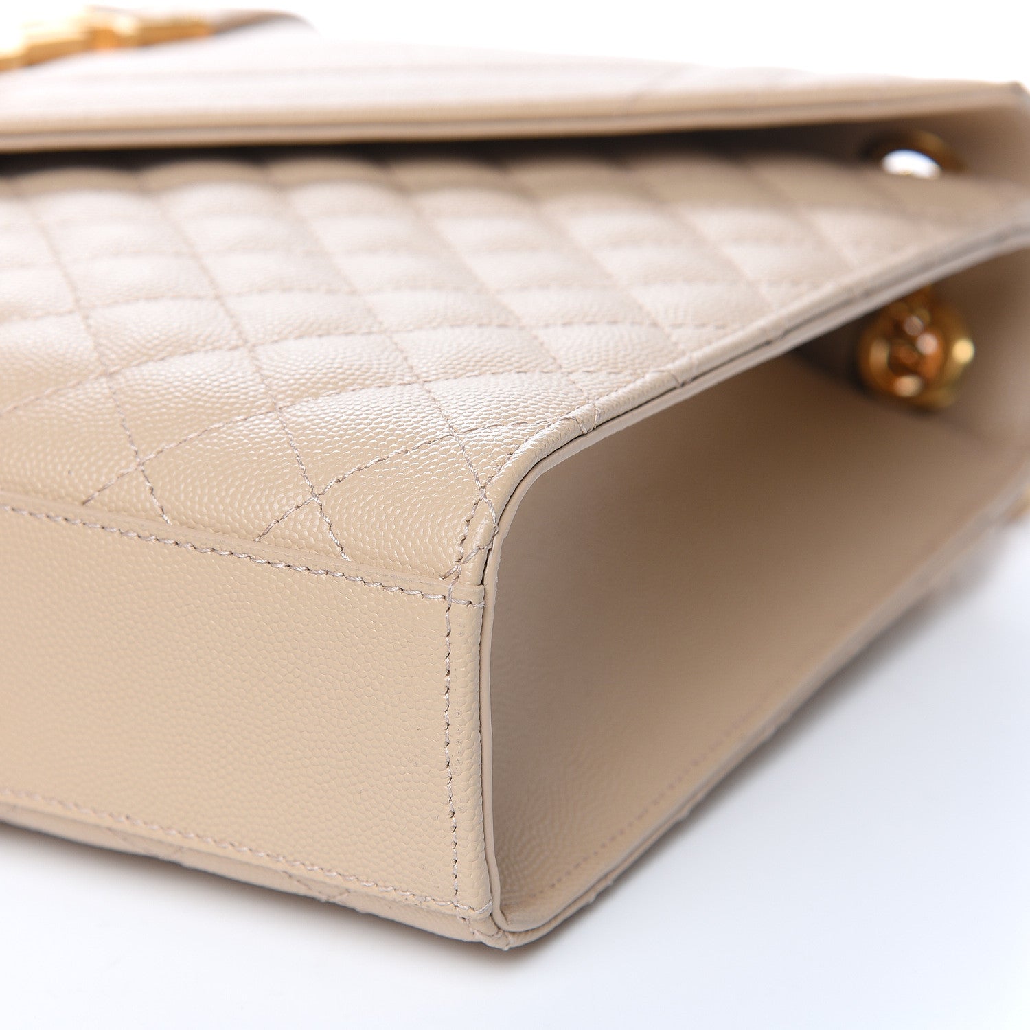 Saint Laurent Grain De Poudre Mixed Matelasse Large Triquilt Monogram Satchel Nude Powder 9 of 11