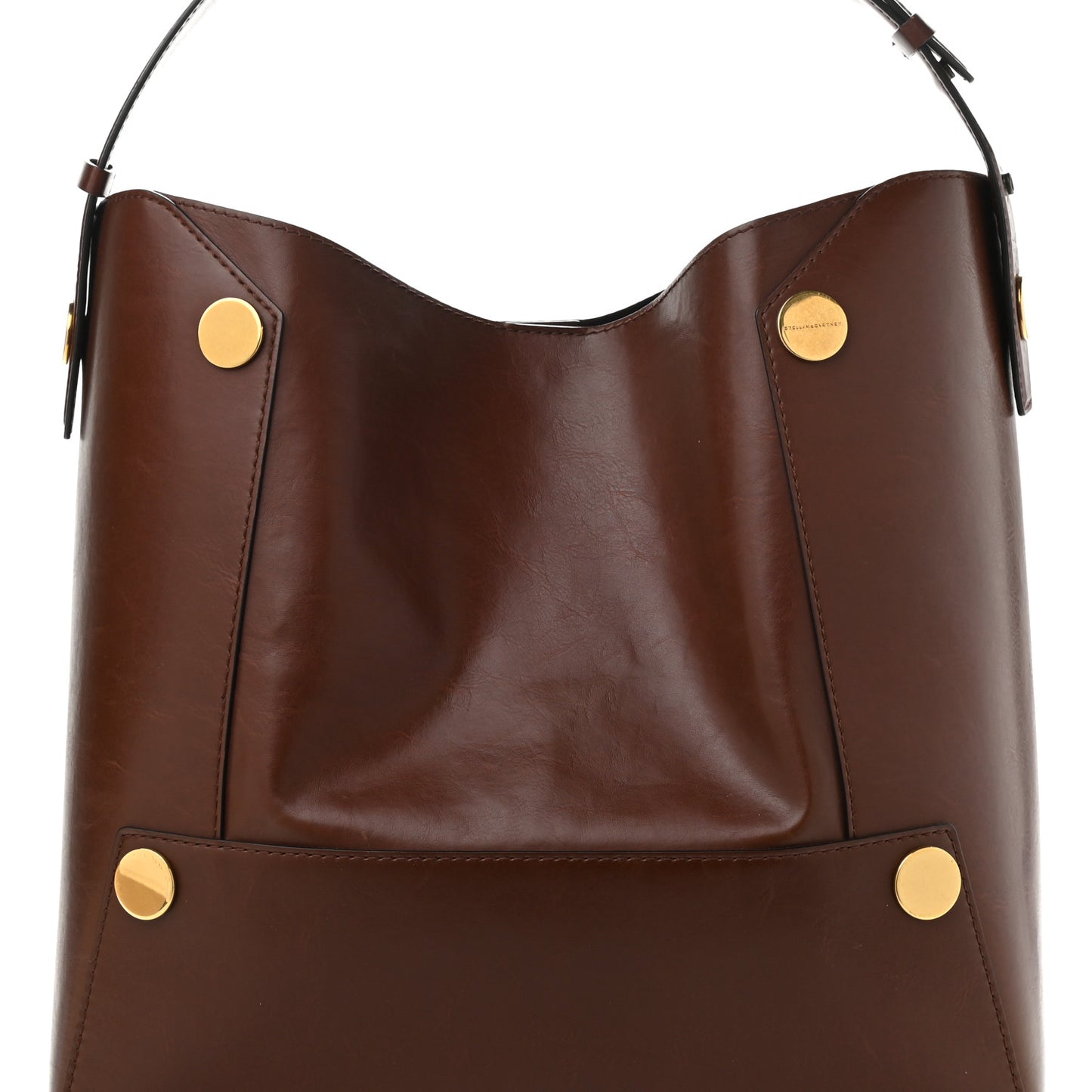 Eco Alter Nappa Studded Large Bucket Bag Cognac