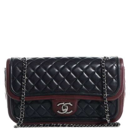 Chanel Lambskin Quilted Classic Twist Flap Bag Black Bordeaux 1 of 8