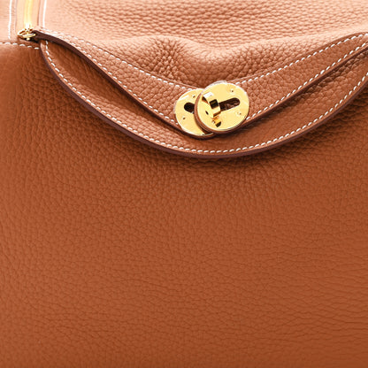 Hermes Taurillon Clemence Lindy 26 Gold 7 of 10