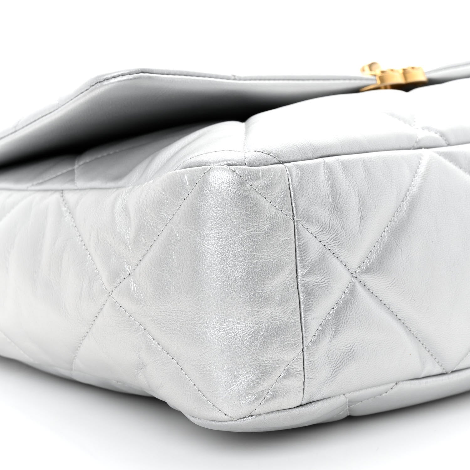Chanel Metallic Goatskin Quilted Maxi Chanel 19 Flap Silver 9 of 10