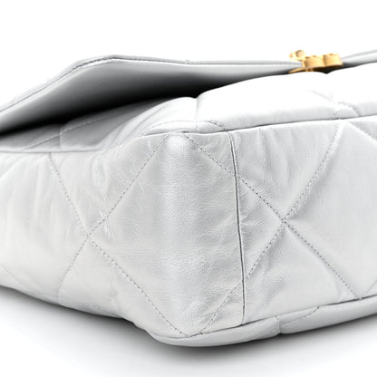 Chanel Metallic Goatskin Quilted Maxi Chanel 19 Flap Silver 9 of 10