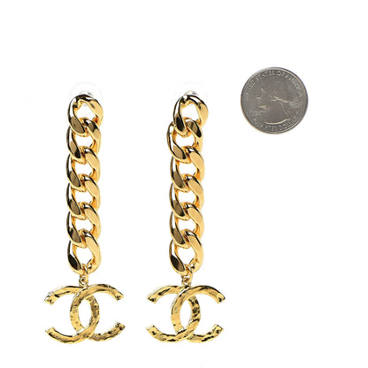 Chanel Metal CC Pick Drop Earrings Gold 2 of 5
