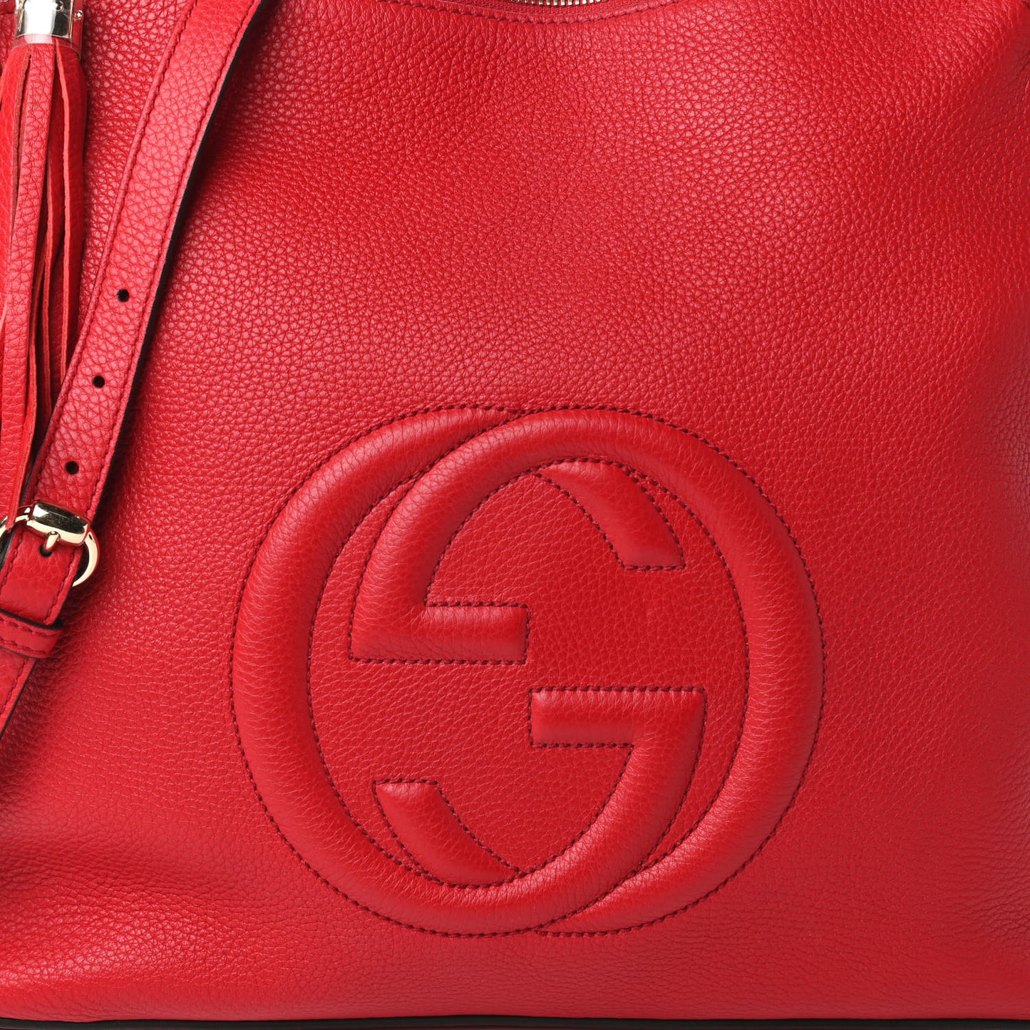 Pebbled Calfskin Large Soho Hobo Tabasco Red