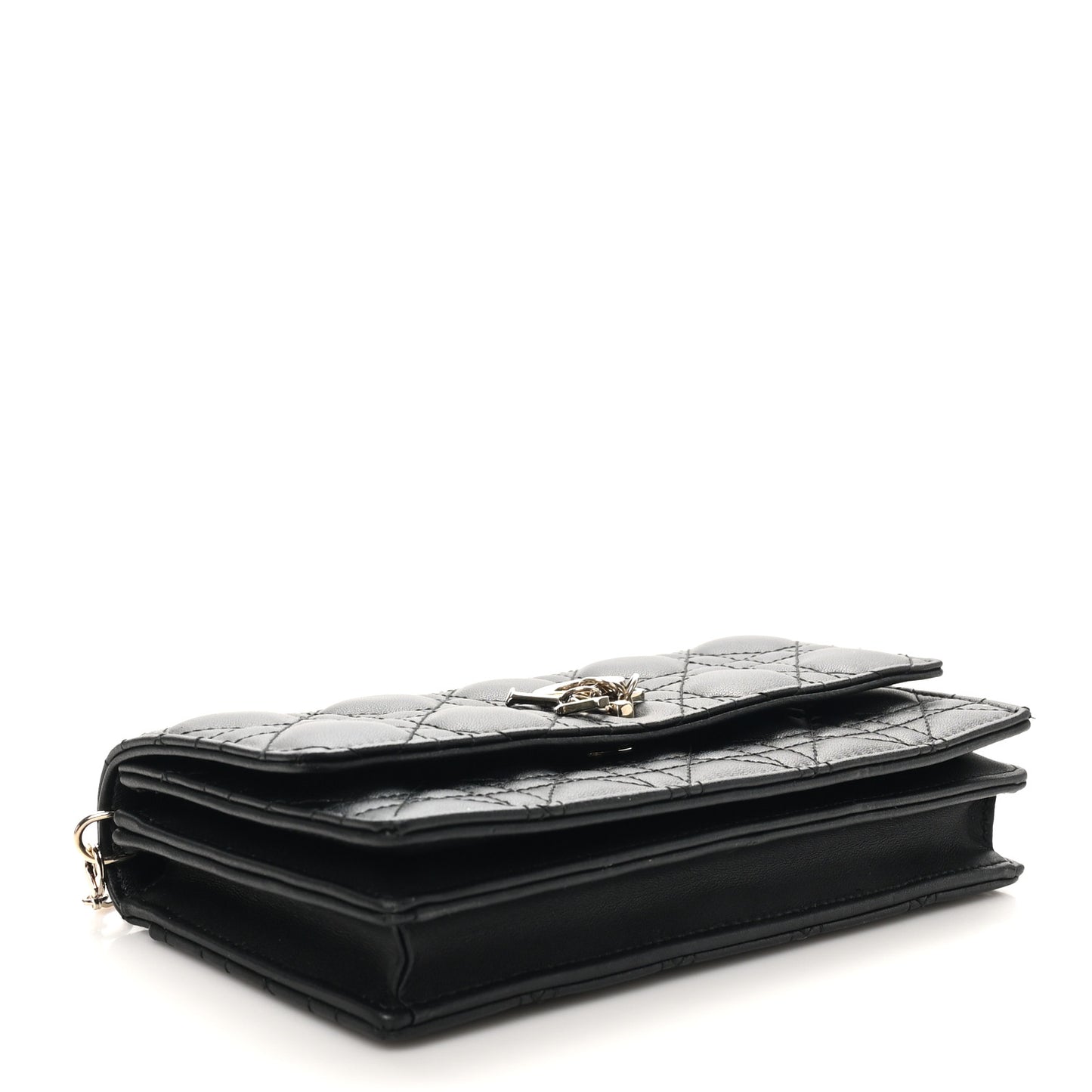 Lambskin Lady Dior Top Handle Clutch Black