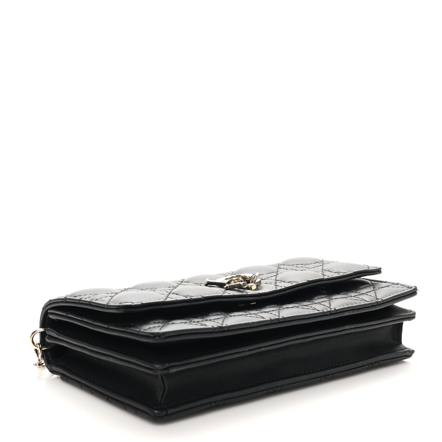 Christian Dior Lambskin Lady Dior Top Handle Clutch Black 4 of 9