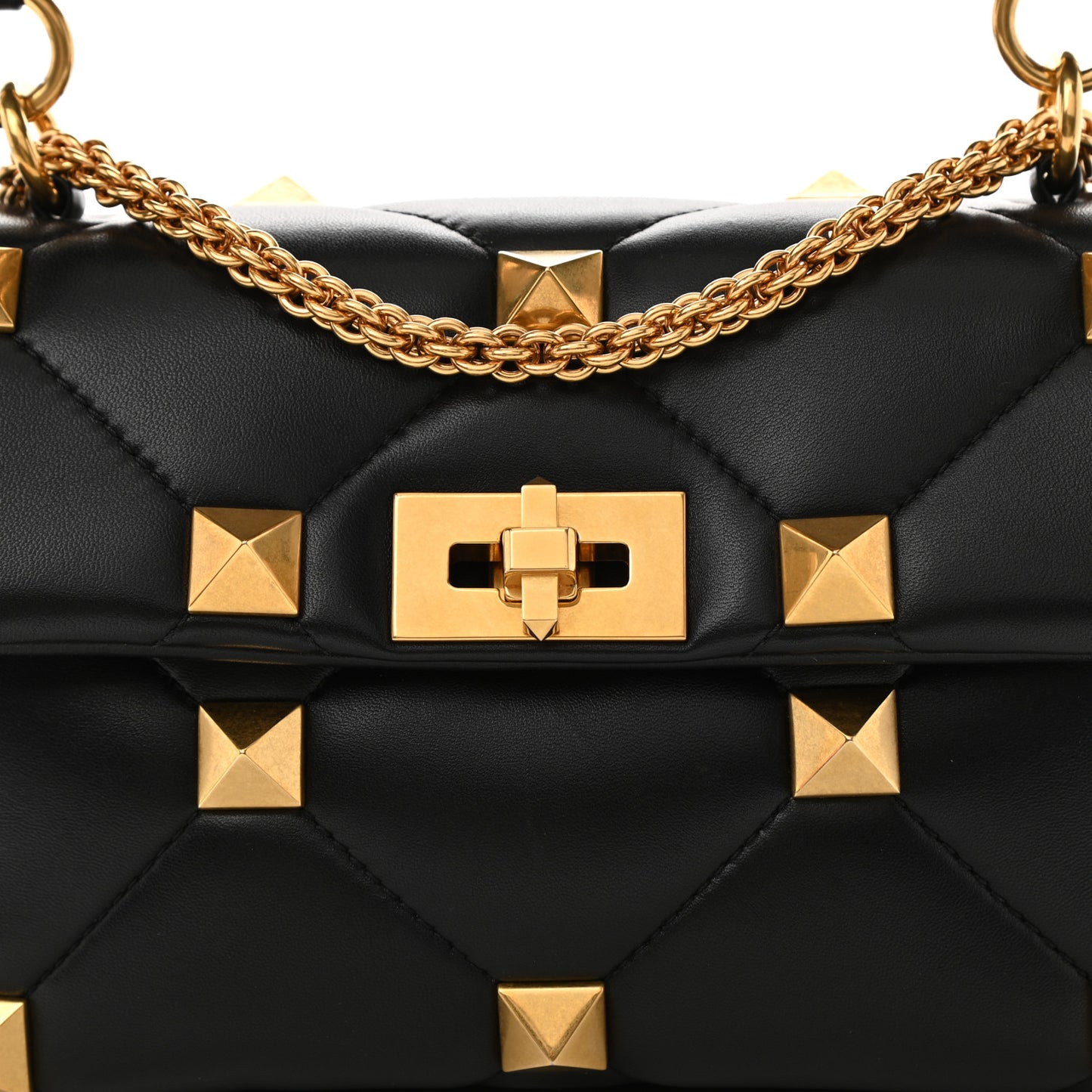 Nappa Medium Roman Stud Shoulder Bag Black