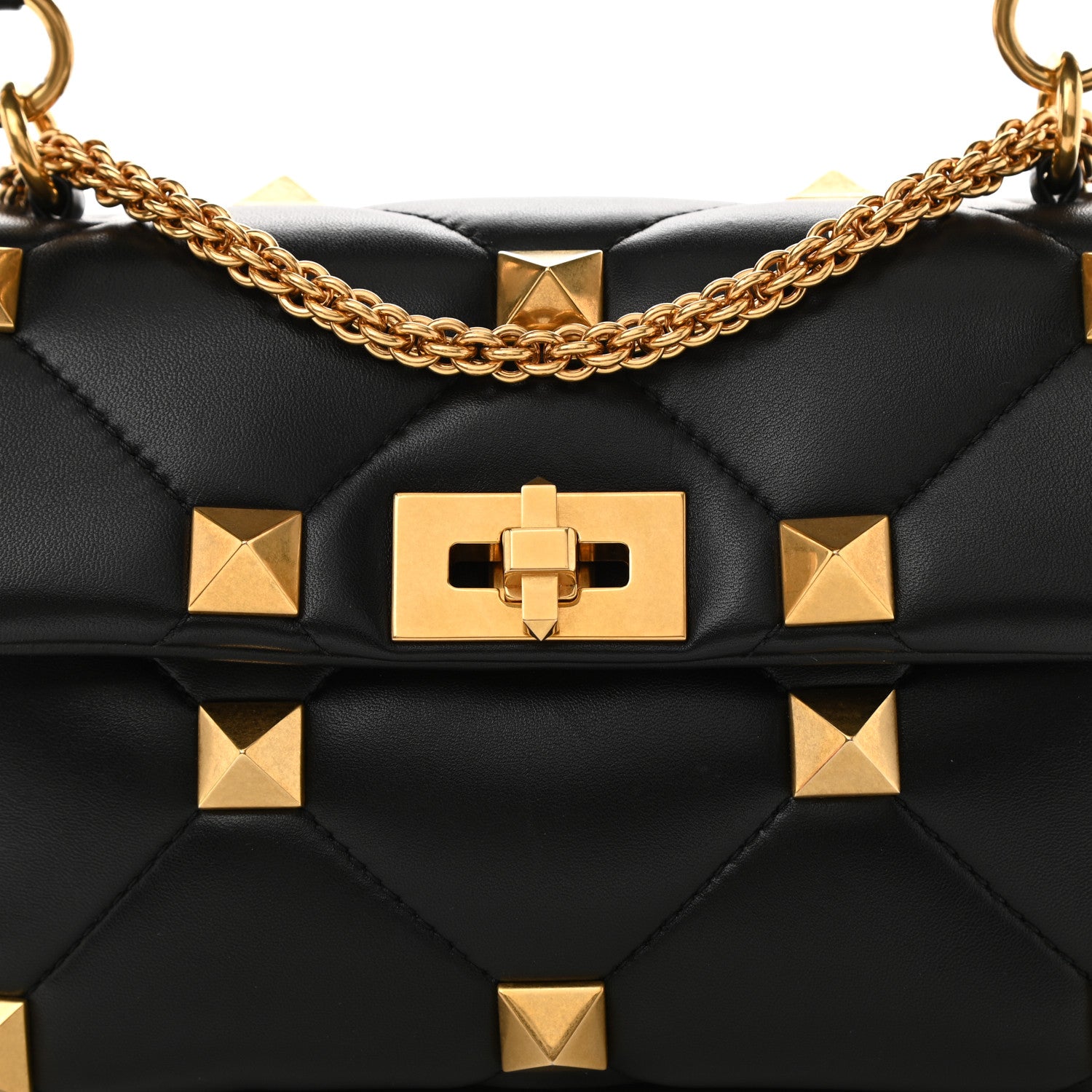Valentino Garavani Nappa Medium Roman Stud Shoulder Bag Black 7 of 9