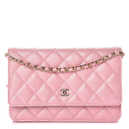 Chanel Iridescent Caviar Quilted Wallet on Chain WOC Rose Pink 1 of 10