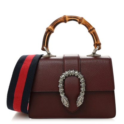 Gucci Dollar Calfskin Crystal Web Mini Dionysus Bamboo Top Handle Bag Vintage Bordeaux Black Diamond 1 of 12
