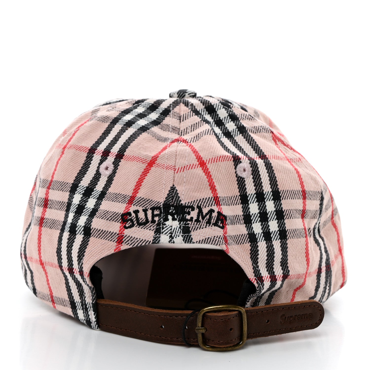 Burberry X SUPREME Cotton Vintage Check Monogram Baseball Hat Pink 6 of 11