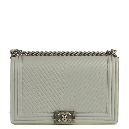 Chanel Calfskin Chevron Quilted New Medium Boy Flap Grey 1 of 9