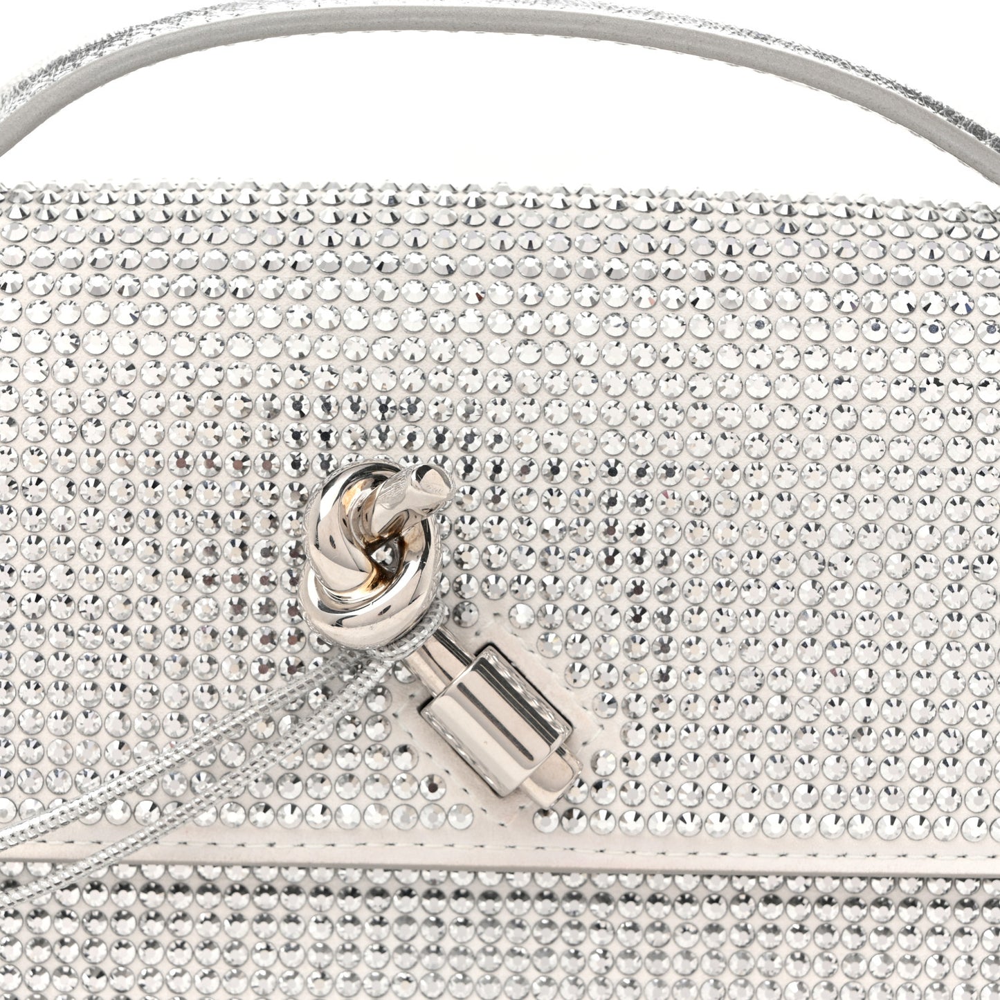 Nappa Crystal Long Andiamo Top Handle Clutch White