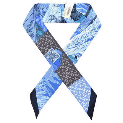 Hermes Silk Cheval Phoenix Twilly Marine Ciel Cobalt 1 of 6