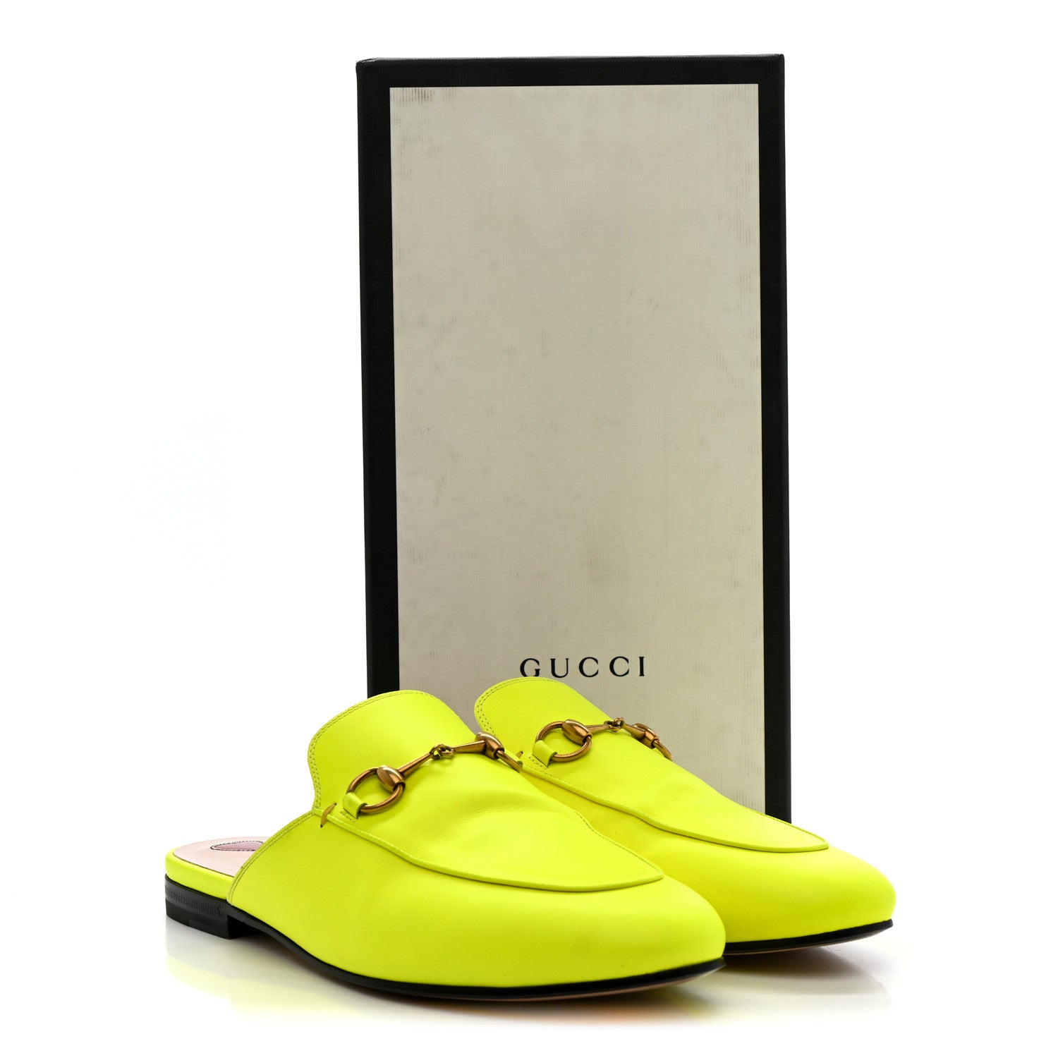 Gucci Malaga Kid Womens Princetown Slippers 38 Yellow Fluo 11 of 11
