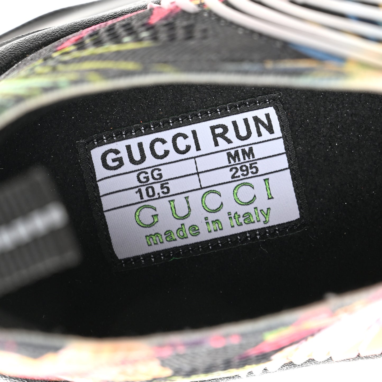 Technical Knit Fabric Waves Mens Gucci Run Sneakers 10.5 Black Multicolor