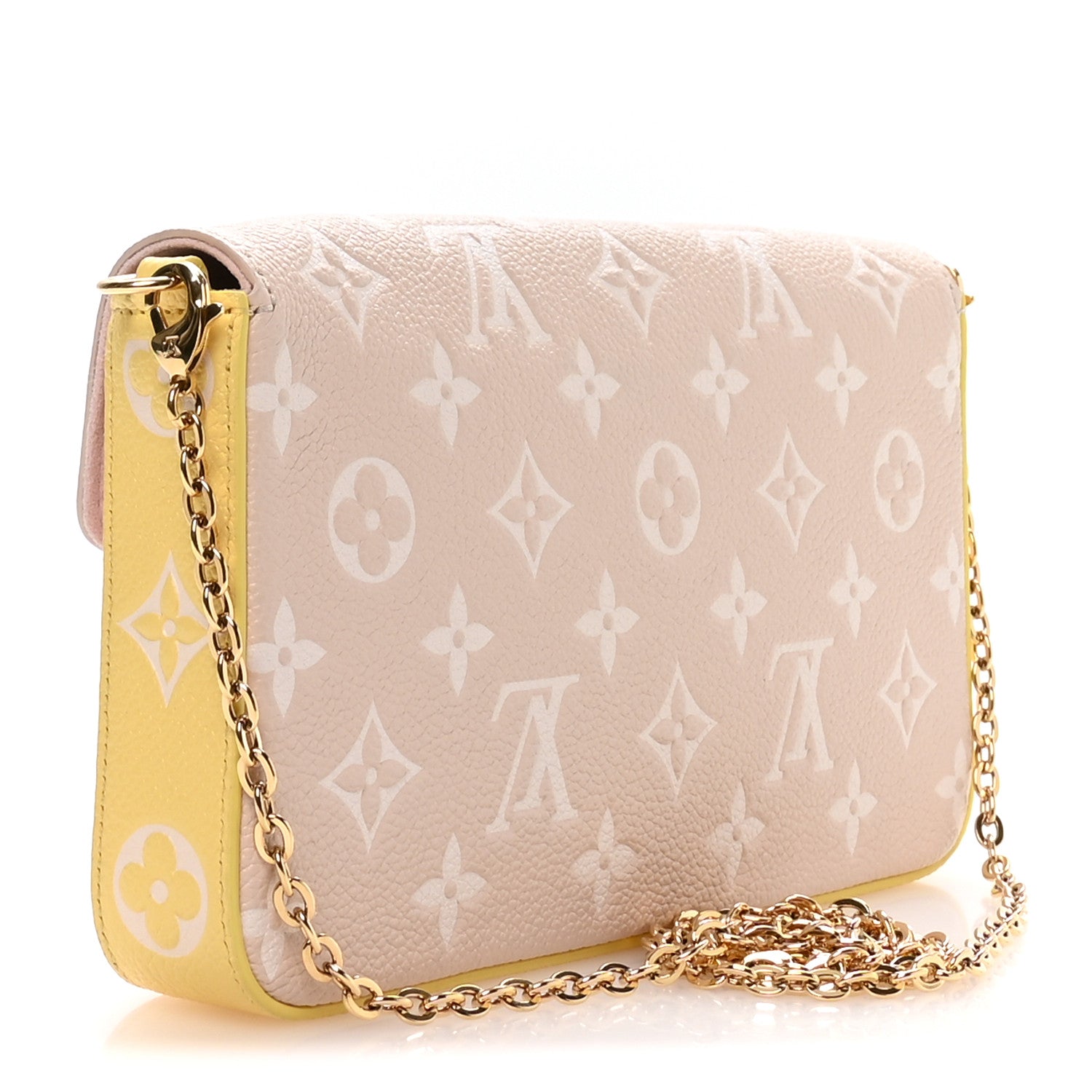 Louis Vuitton Empreinte Spring in the City Felicie Pochette Chain Wallet Pink Beige Yellow 3 of 9