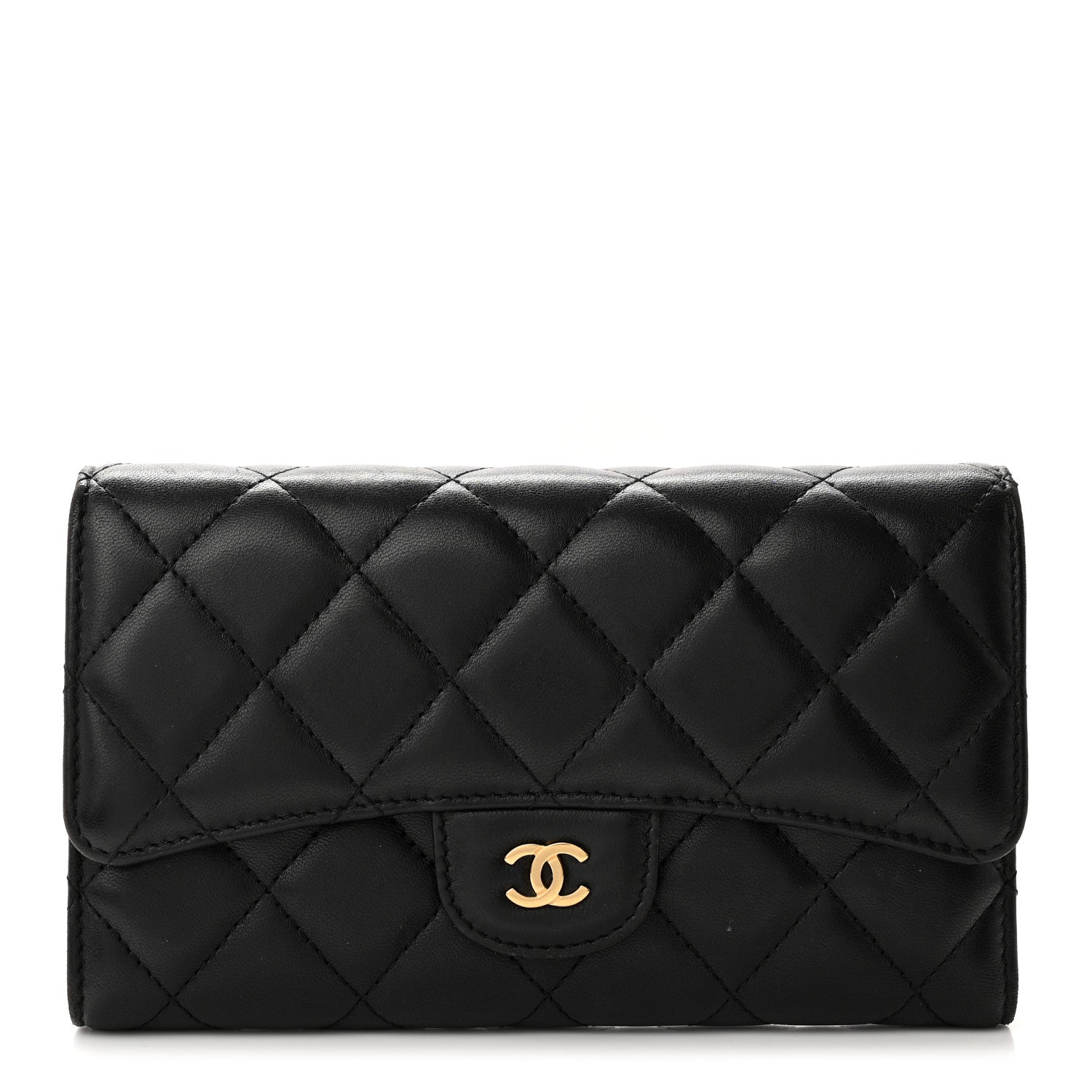 Chanel Lambskin Quilted Large Flap Wallet Black 1 of 18