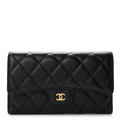 Chanel Lambskin Quilted Large Flap Wallet Black 1 of 18