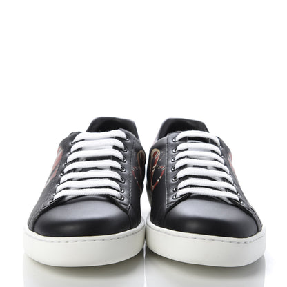 Gucci Calfskin Kingsnake Mens Ace Sneakers 9 Black Multicolor 2 of 9