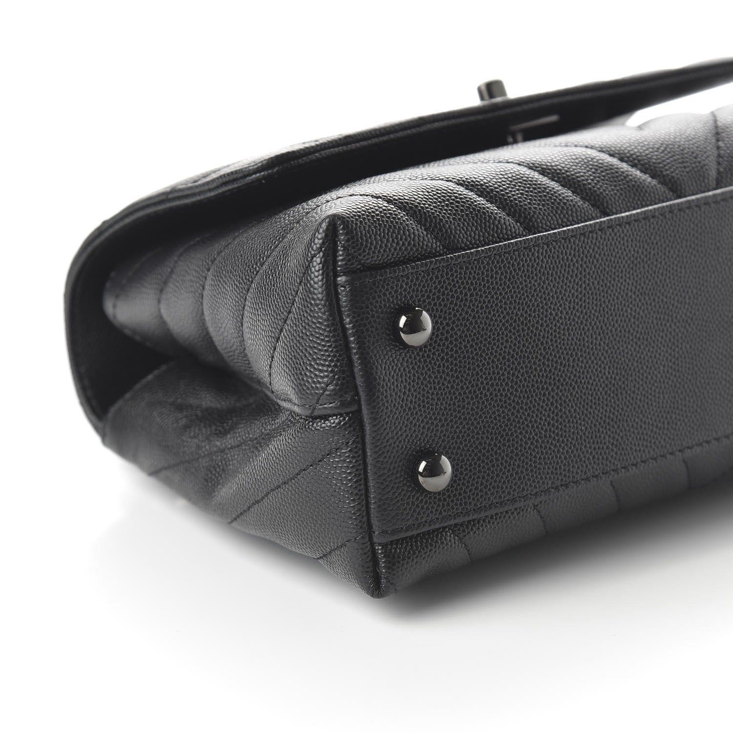 Chanel Caviar Chevron Quilted Mini Coco Handle Flap So Black 6 of 11