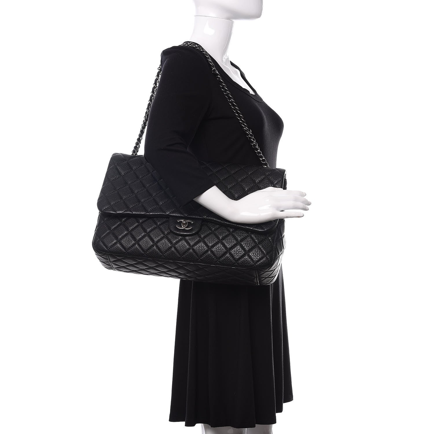Chanel Calfskin Quilted XXL Travel Flap Bag Black 2 of 10