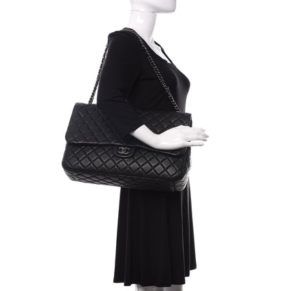 Chanel Calfskin Quilted XXL Travel Flap Bag Black 2 of 10